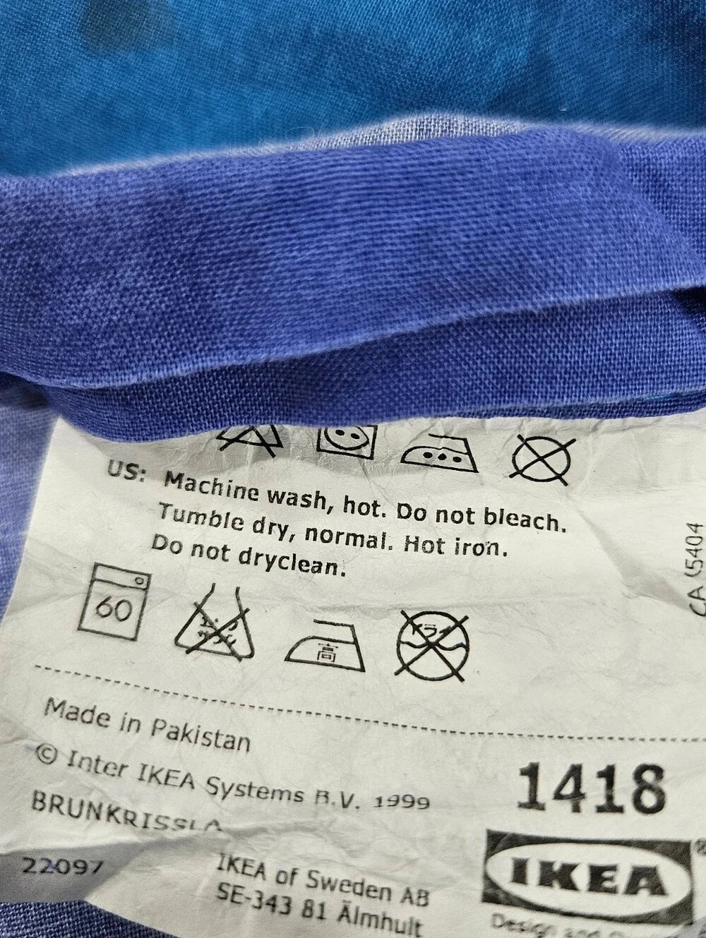 VTG IKEA Brunkrissla F/Q Duvet Cover Lime Green Blue Colorblock Cotton 90s 84x84